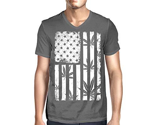 HAASE UNLIMITED Men's Marijuana American Flag V-Neck T-Shirt: Gateway