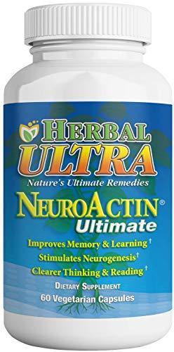 NeuroActin - Memory Vitamins, Elderly Brain Function Supplement for Healthy Brain Focus, Energy, Memory, and Mood Functions - Herbal Ultra - (60 Capsules): Health & Personal Care