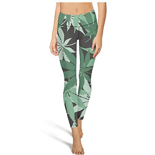 XIdan-die Womens Yoga Pants Cannabis Leaf Hemp Workout Running Leggings