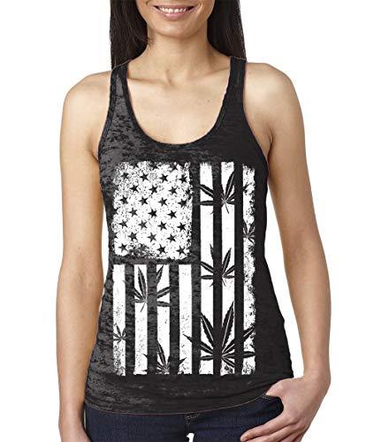 HAASE UNLIMITED Women's Marijuana American Flag Burnout Racerback Tank Top: Gateway