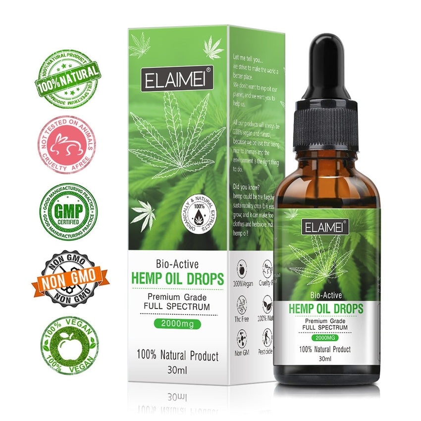 Edible Organic Hemp Seed Oil Herbal Drops Essential Oil Body Relieve Stress Help Sleep Relax Spa Essence Oil Body Skin Care 30ml