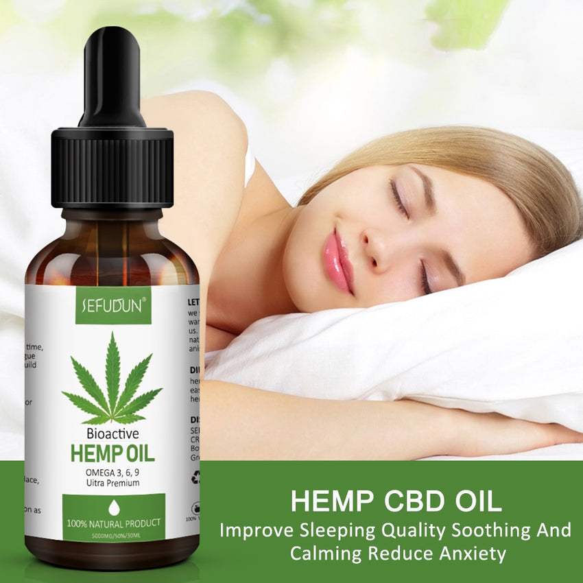 5000mg 30ML PURE Hemp Essential Oil Drop to wake body and anti-anxiety reduce pressure more concentration feels like full energy