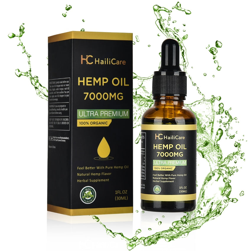 HailiCare Organic Hemp Oil 7000mg Essential Oils Hemp Seed Extract Hemp Seed  Bio-active Drop For Stress and Pain Relief Joint