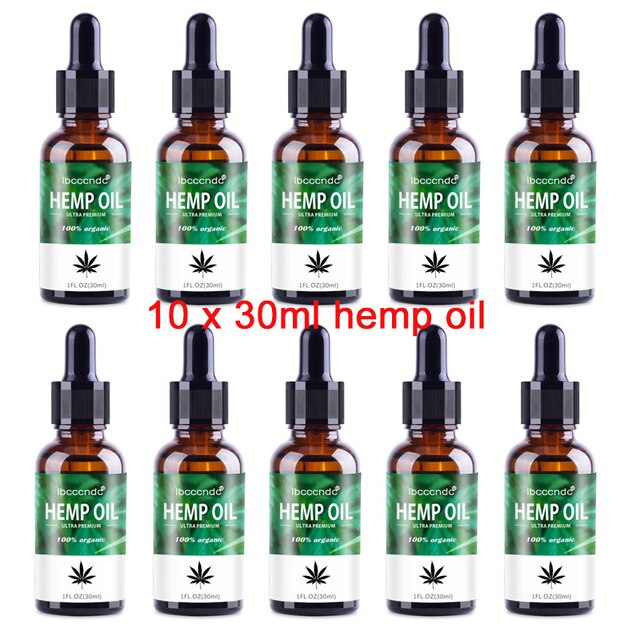 10Pcs 100% Organic Hemp Oil 2000mg Bio-active Hemp Seeds Oil Extract Drop for Pain Relief Reduce Anxiety Better Sleep