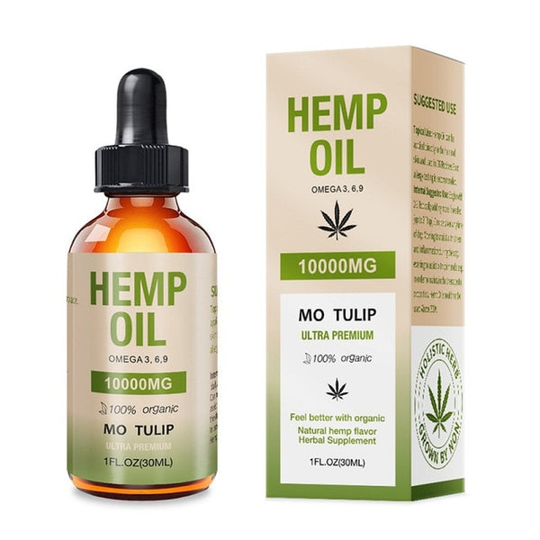 Mo tulip 10000mg hemp essential oil organic hemp seed oil 30ml herbal drops body relieve stress oil skin care helps sleep