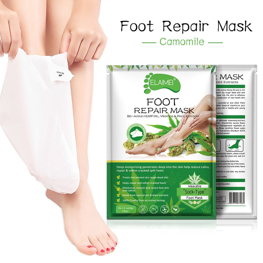 2pc=1pair Hemp Oil Exfoliating Foot Mask Pedicure Socks Exfoliation for Feet Mask Remove Dead Skin Heels Foot Peeling Mask