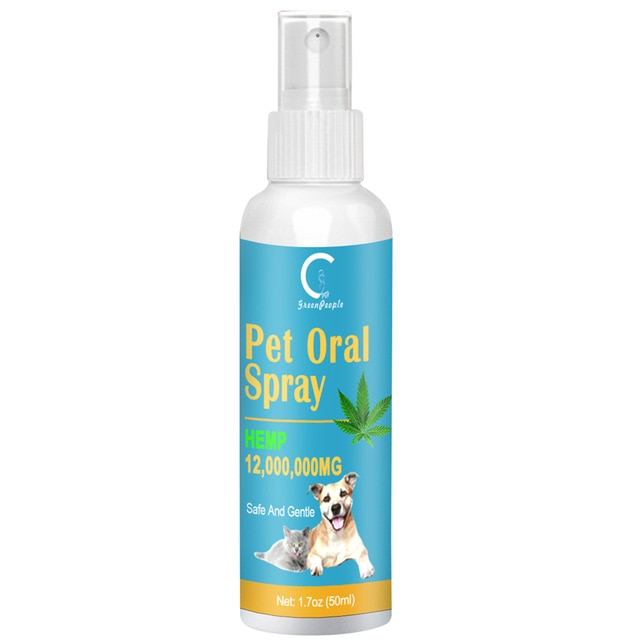 GreenPeople Hemp Oil Pet Dental Spray Oral Cleanser Eliminate Fights Plaque Tartar & Gum Disease Breath Freshener for Dog &Cat