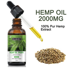 Take/Eat 2000mg 100% Organic Hemp Oil Bio-active Hemp Seeds Oil Extract Drop for Pain Relief Reduce Anxiety Better Sleep 20ml