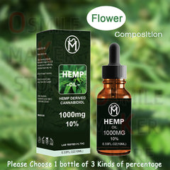 100% Real Hemp essential oil 10ml contains 300-1000mg flower element effective for relax mind & body anti-anxiety & sleep better