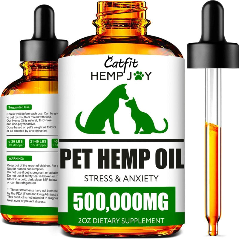 Catfit Natural Hemp Essential Oil Pet Anxiety Relief Pain Relief Oil Pet hair Care Oil Improve Immunity for Dogs and Cat