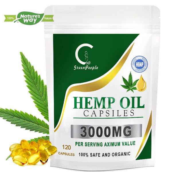 GreenPeople Nature Esculent Hemp Oil Capsule Anti-Ageing Relieve Joint Pain Stress Relief Help Sleep Healthy product