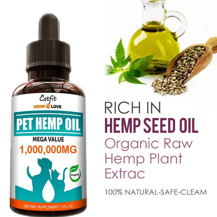 Catfit Hemp Essential Oil Pet Anxiety Relief Pain Relief Oil Pet hair Care Oil Improve Immunity Mobility Reduces Skin Irritation