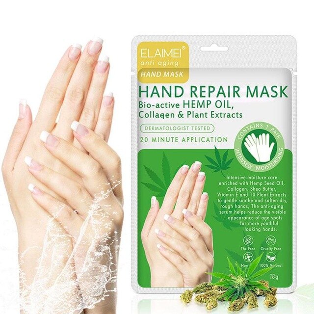 1 Pair Hemp Oil Etract Moisturizing Exfoliating Hand Foot Mask Glove Collagen Skin Care Anti Aging Hand Peeling Exfoliation Mask