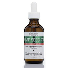 Advanced Clinicals Hemp Seed Oil for Face.  Cold Pressed Cannabis Sativa oil instantly hydrates skin and helps with Wrinkles, Fine Lines, and Expression Lines.   1.75 FL OZ