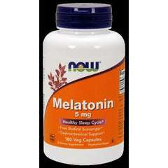 NOW Melatonin 5 mg Vegetable Capsules, 180 Ct