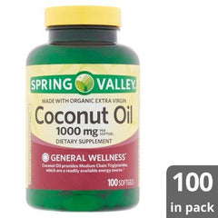 Spring Valley Coconut Oil Softgels, 1000 mg, 100 count