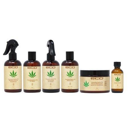 Eco Natural cannabis 6 Pieces Set (Lock-in Conditioner + Co Wash + Salt Spray + Body Lotion 8oz + Leave in Conditoner 12oz + Oil 2oz)