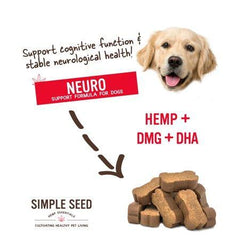 Hemp Neuro Supplement for Dogs for Nerve and Cognitive Support with DMG, DHA, and Hemp Oil by Simple Seed, 30 Soft Chews