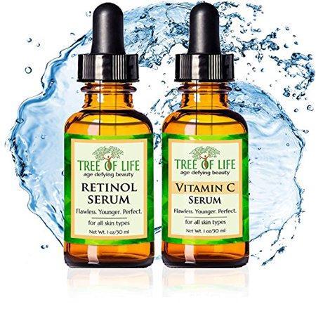 Anti Aging Serum Two-Pack - 98% Natural, 72% ORGANIC - Vitamin C Serum - Retinol Serum