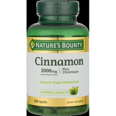 Nature's Bounty Cinnamon 2000mg Plus Chromium, Dietary Supplement Capsules, 60 Ct