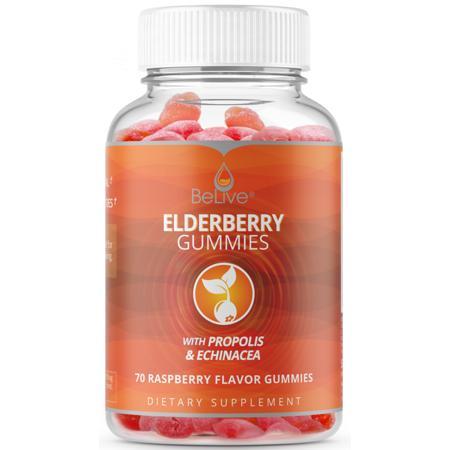 Elderberry Gummies with Propolis, Echinacea. Sambucus Nigra, Vitamin C Herbal Supplement Made for Kids & Adults. Immune System Support, All-Natural and Vegan Friendly | Raspberry Flavored. 70 Count