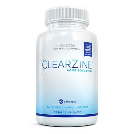 ClearZine Acne Solution - The Best Natural Acne Pills with Pantothenic Acid, 90 Capsules