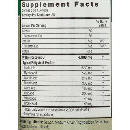 Nature's Answer Extra Virgin Coconut Oil Softgels, 120 Ct