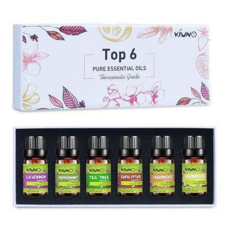 Aromatherapy Essential Oils Set 100% Pure Therapeutic Grade Oils -Lavender, Peppermint,Lemongrass,Tea Tree,Eucalyptus,Frankincense Diffuser Oils , 6 count - 10 ml