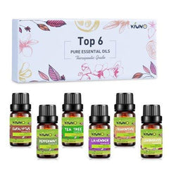 Aromatherapy Essential Oils Set 100% Pure Therapeutic Grade Oils -Lavender, Peppermint,Lemongrass,Tea Tree,Eucalyptus,Frankincense Diffuser Oils , 6 count - 10 ml