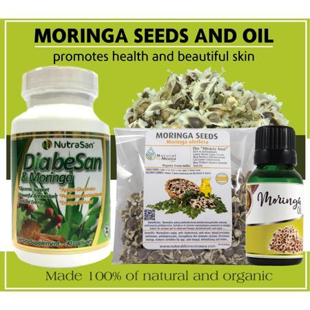 Diabesan Moringa capsules, 300 Moringa Seeds and 1 Organic Edible Moringa Oil