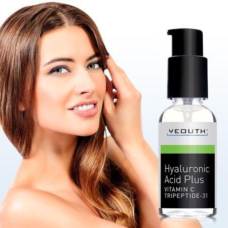 YEOUTH Best Anti Aging Vitamin C Serum with Hyaluronic Acid & Tripeptide 31 Trumps ALL Others. Maximum Percentage Vitamin-C Topical Vit C Can Make Your Face Look Ten Years Younger! 100% Guaranteed