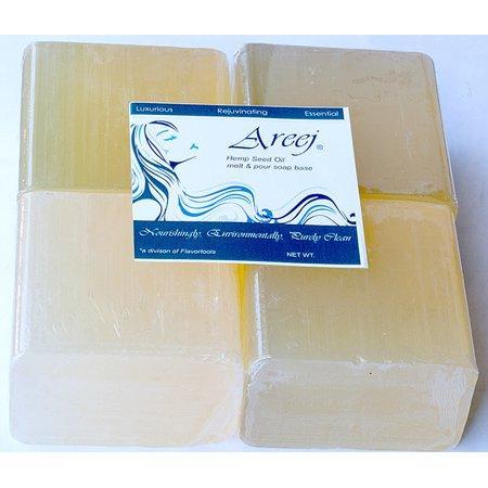 Areej Hypo-Allergenic Biodegradable Hemp Seed Oil Soap Base made with 100% Pure Natural Glycerin - 2 Pounds