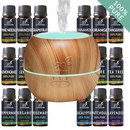 Ultrasonic Oil Diffuser Set + 16 Pure Essential Oils (10mL) Natural Aromatherapy