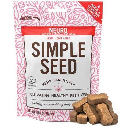 Hemp Neuro Supplement for Dogs for Nerve and Cognitive Support with DMG, DHA, and Hemp Oil by Simple Seed, 30 Soft Chews