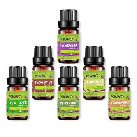 Aromatherapy Essential Oils Set 100% Pure Therapeutic Grade Oils -Lavender, Peppermint,Lemongrass,Tea Tree,Eucalyptus,Frankincense Diffuser Oils , 6 count - 10 ml