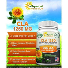 aSquared Nutrition CLA Safflower Oil Supplement (180 Softgel Capsules) - Pure Conjugated Linoleic Acid Weight Loss Diet Pills, Natural CLA 1250mg Plant Derived Seed Complex for Men & Women