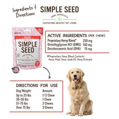 Hemp Neuro Supplement for Dogs for Nerve and Cognitive Support with DMG, DHA, and Hemp Oil by Simple Seed, 30 Soft Chews