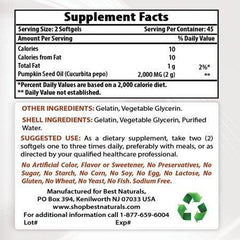 Best Naturals Pumpkin Seed Oil 1000 mg 90 Softgels