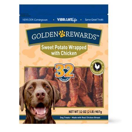 Golden Rewards Sweet Potato Wrapped with Chicken Pet Dog Treats, 32 oz