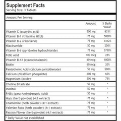 Vitamin B Complex Stress Relief | All Natural Anxiety Relief, Mood Enhancer and Stress Support Supplement | Stress B Complex with Herbal Extract Blend Plus Vitamin C, PABA, and Choline