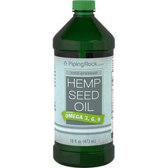 Piping Rock Hemp Seed Oil Cold Pressed with Omega 3, 6 & 9 (16 fl oz - 473 mL) Bottle Dietary Supplement