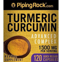 Piping Rock Standardized Turmeric Curcumin Complex 500 mg 120 Quick Release Capsules Herbal Supplement