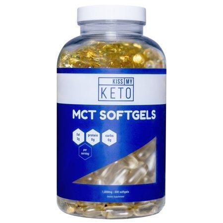 Kiss My Keto MCT Oil Capsules - 1000 mg 300 Count - Take MCT with You On The Go - Quick, Convenient and Easy to Digest Softgels That Support Natural Sustained Energy, Mental Focus & Weight Management