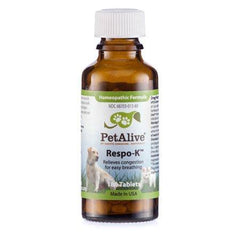 PetAlive Respo-K Tablets - Natural Homeopathic Formula for Pet Respiratory and Cold Symptoms - Reduces Sneezing, Coughing Watery Eyes, Runny Nose and Congestion in Dogs and Cats - 180 Tablets