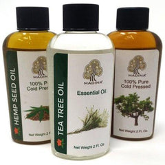 3 Pack of 100% Pure Natural Oils 2 fl oz each - Hemp Seed Oil - Tea Tree Oil - Neen Oil