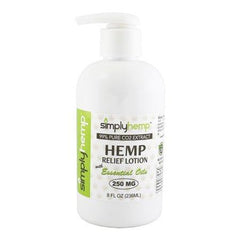 99% Pure CO2 Extract Hemp Relief Lotion 8oz/250mg with Essential Oils by Simply Hemp