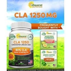 aSquared Nutrition CLA Safflower Oil Supplement (180 Softgel Capsules) - Pure Conjugated Linoleic Acid Weight Loss Diet Pills, Natural CLA 1250mg Plant Derived Seed Complex for Men & Women