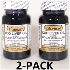 Aceite De Higado De Bacalao Cod Liver Oil Capsules 50's Softgel Capsules 2-PACK