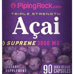 Piping Rock Triple Strength Acai 3000 mg Supreme 90 Quick Release Capsules Herbal Supplement