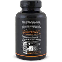 Sports Research Turmeric Curcumin C3 Complex 500 Mg with 95% Curcuminoids,Bioperine and Organic Virgin Coconut Oil. 120 Capsules